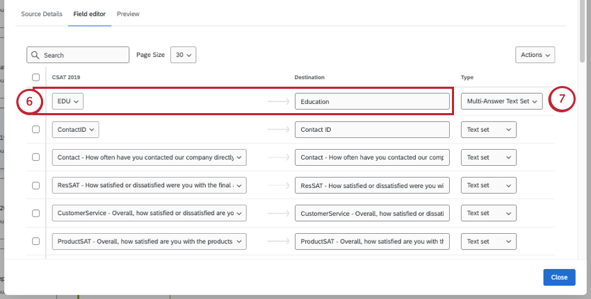 naming field, mapping it, and setting its type
