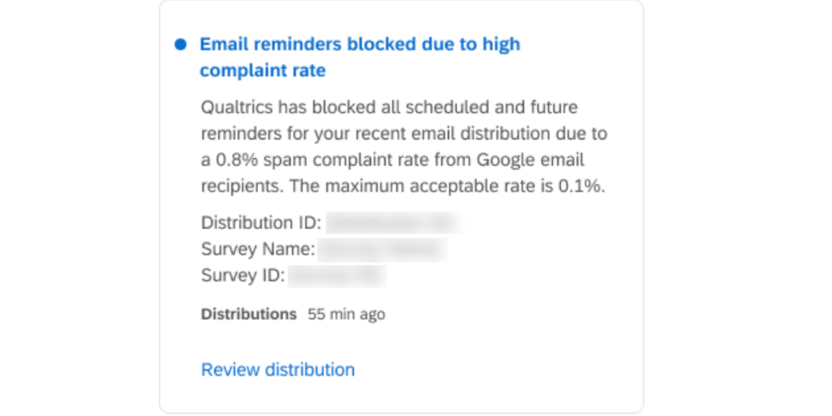 the notification for a high complaint distribution