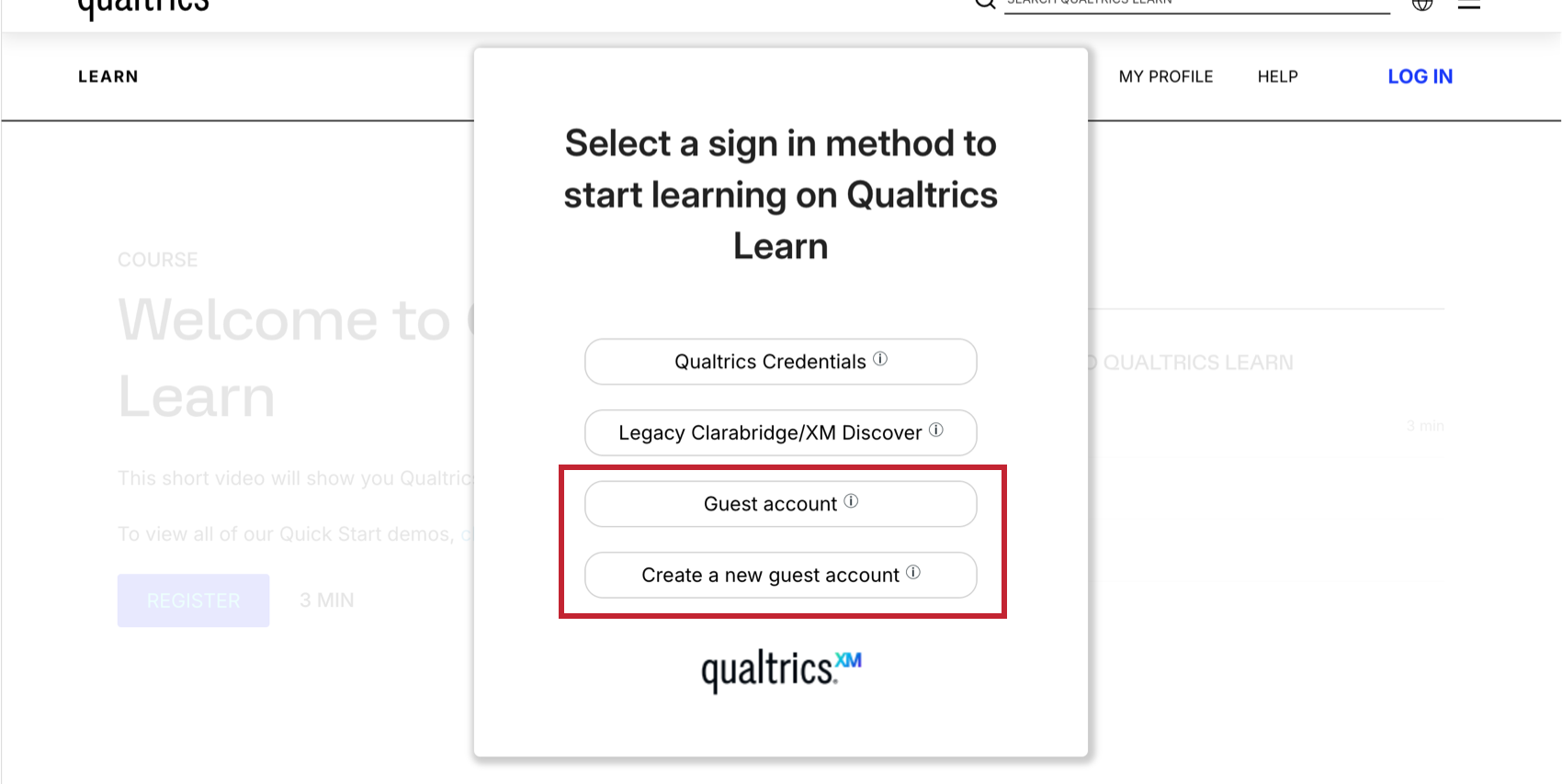 using a guest account to log in