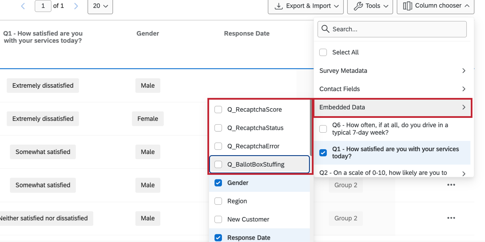 the fraud detection fields available in the dataset