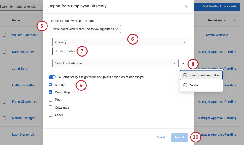 setup required to import participants from the directory