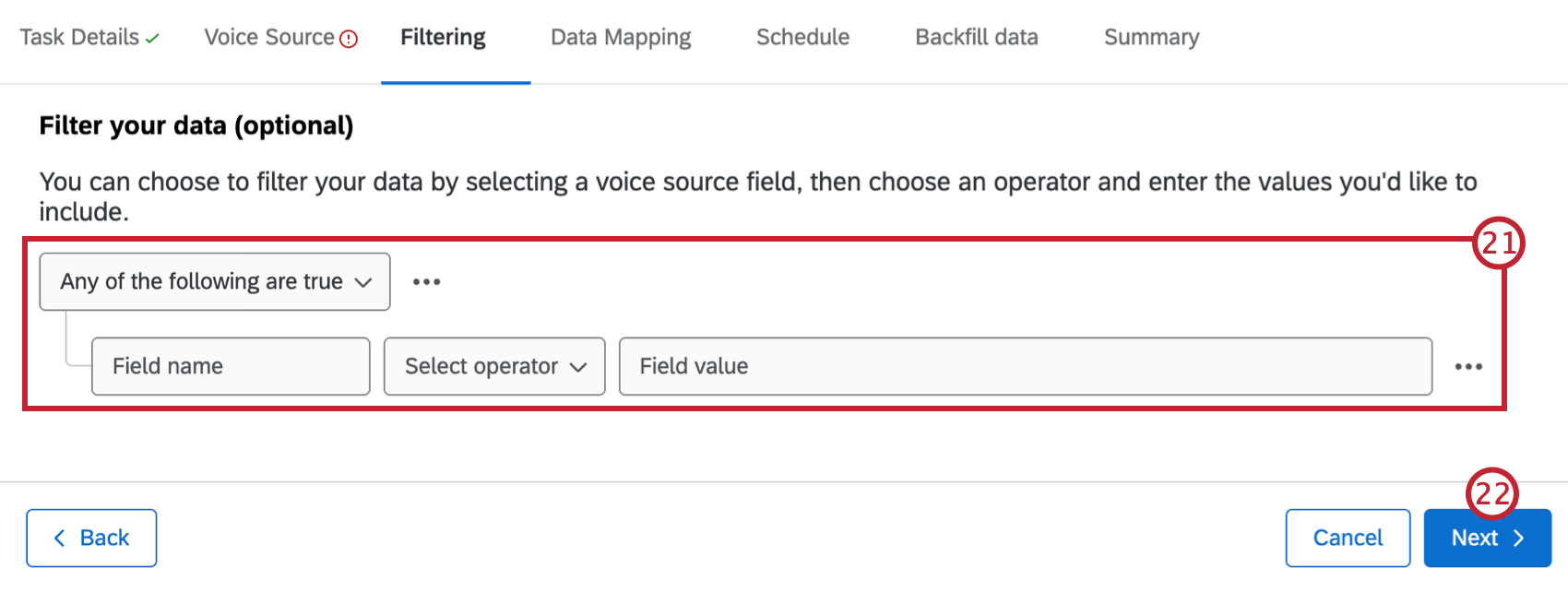 filter configuration dropdowns highlighted