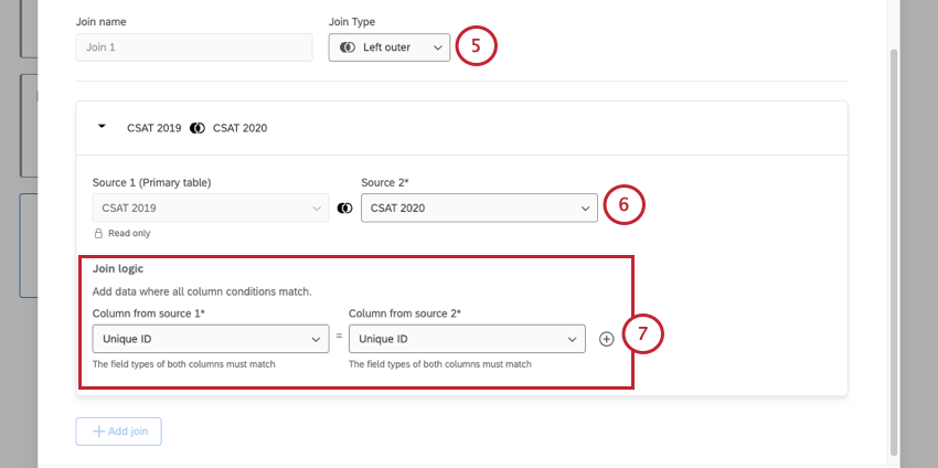 transformation window shows join setup