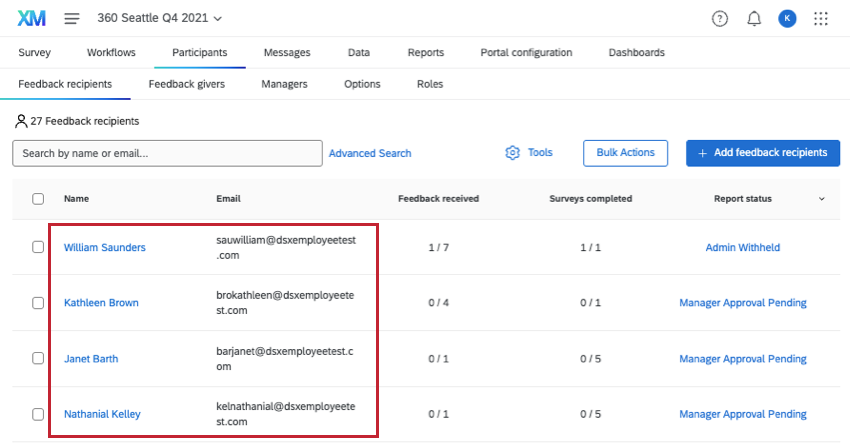 showing where to click on the participants tab to open a window of more participant info