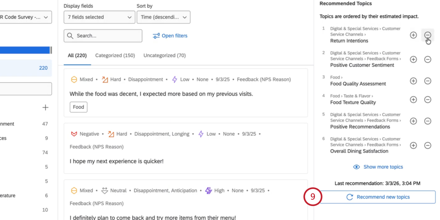 the recommend new topics button