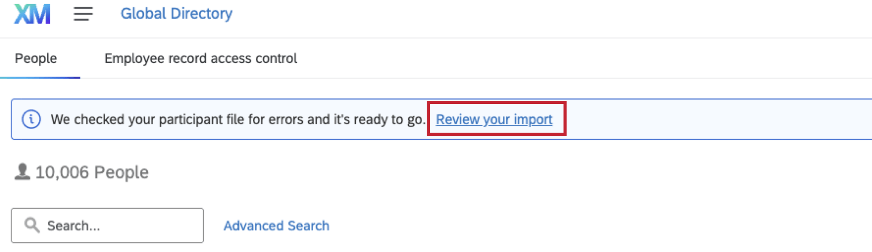blue banner confirming there are no errors