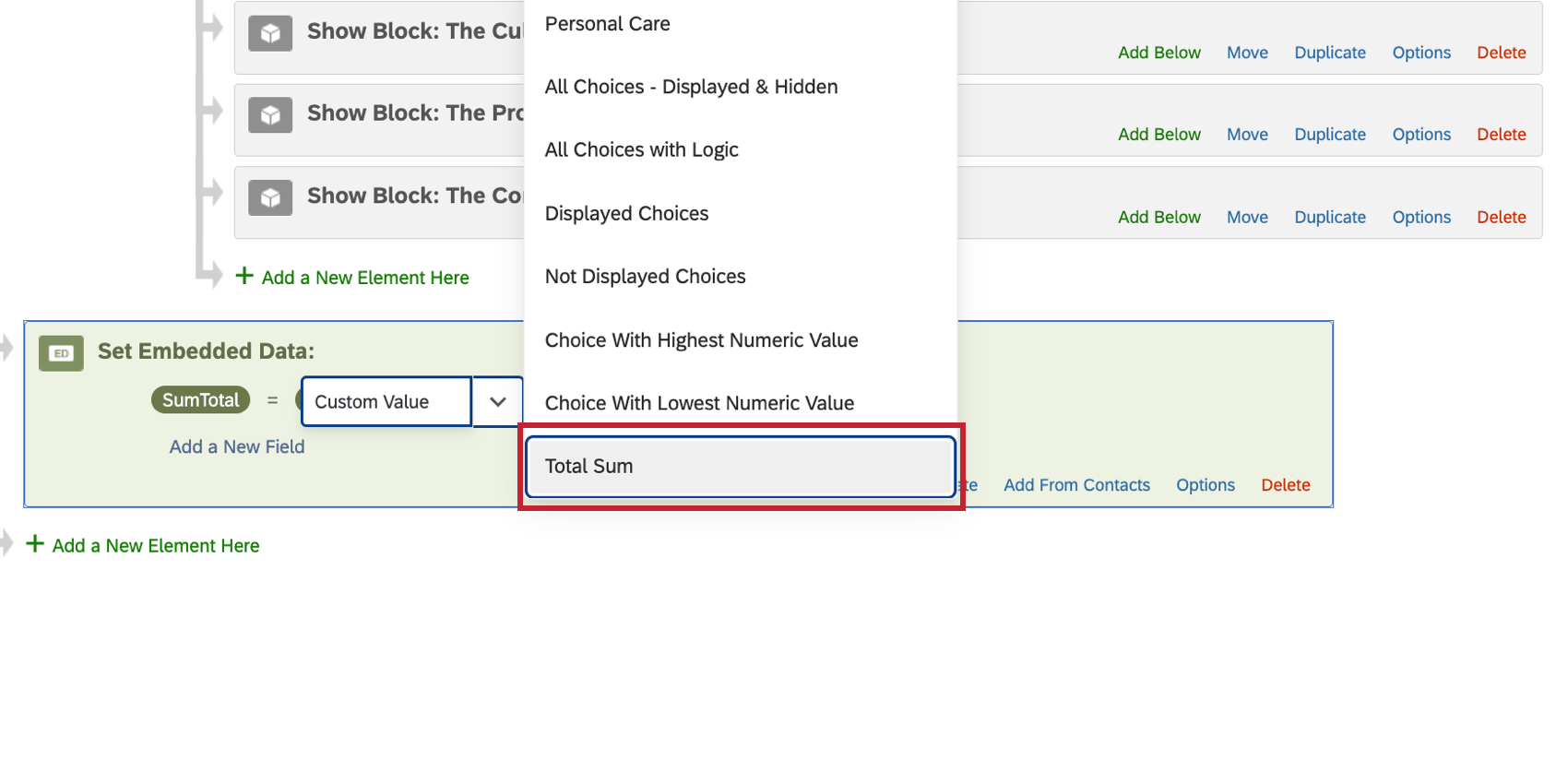 saving sum total as an embedded data field