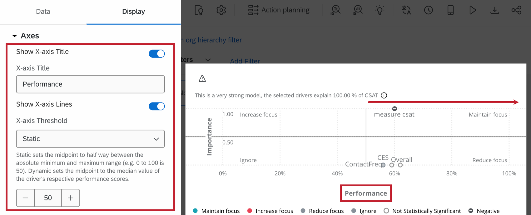 x-axis and related configuration options highlighted