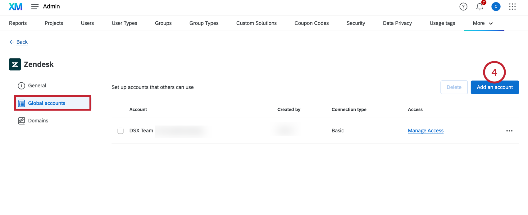 clicking "add an account"