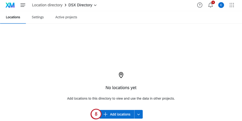 add locations button center of page