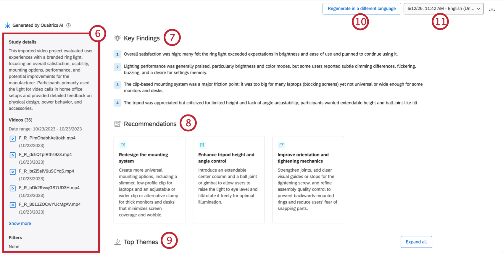 an automated summary within the audio & video editor