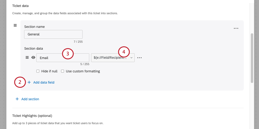 adding email ticket data in workflow setup