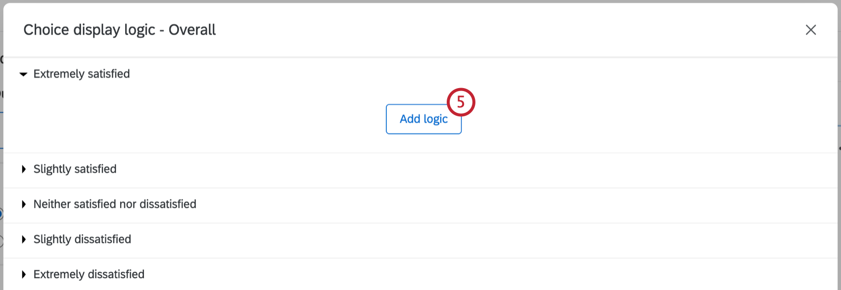 "add logic" button within the answer choices