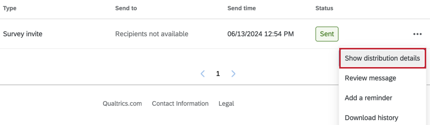 show distribution details highlighted within the distribution options menu