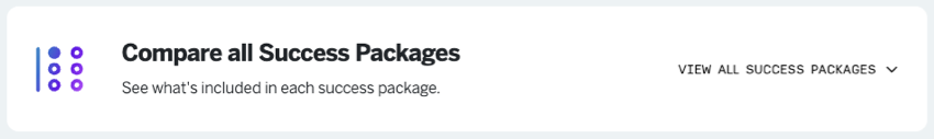 long tile saying you can compare success packages, with a button to expand