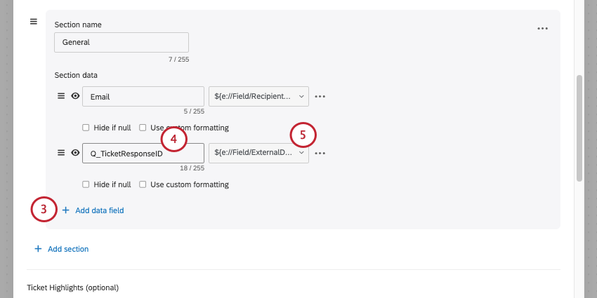 adding ticket response ID data