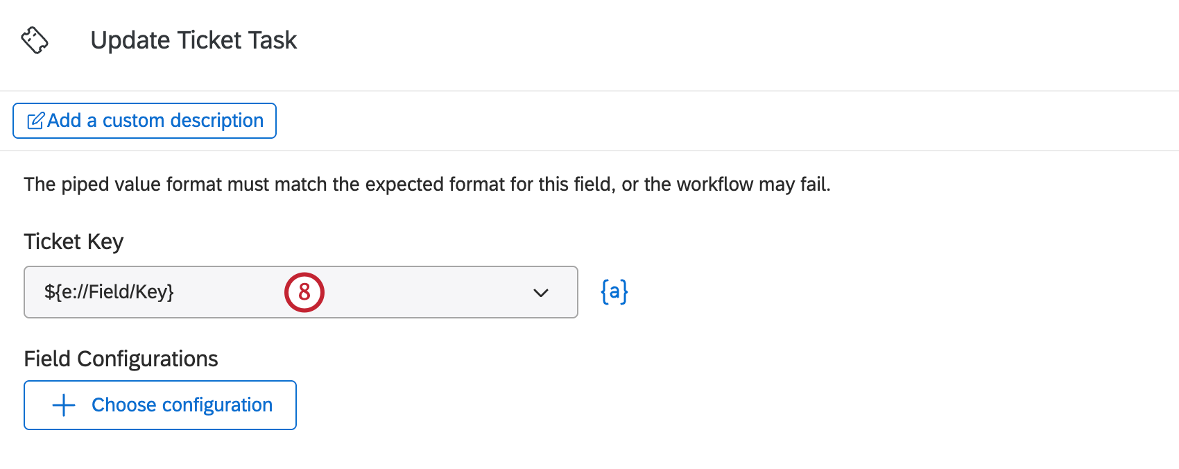 ticket dropdown within an update ticket task