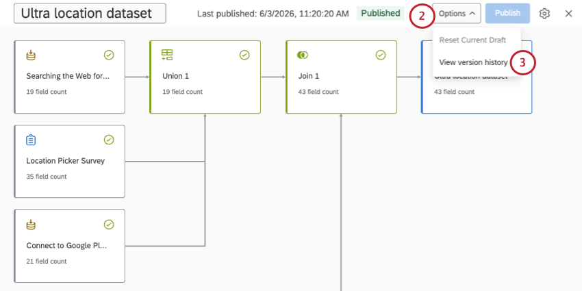 options button in data modeler