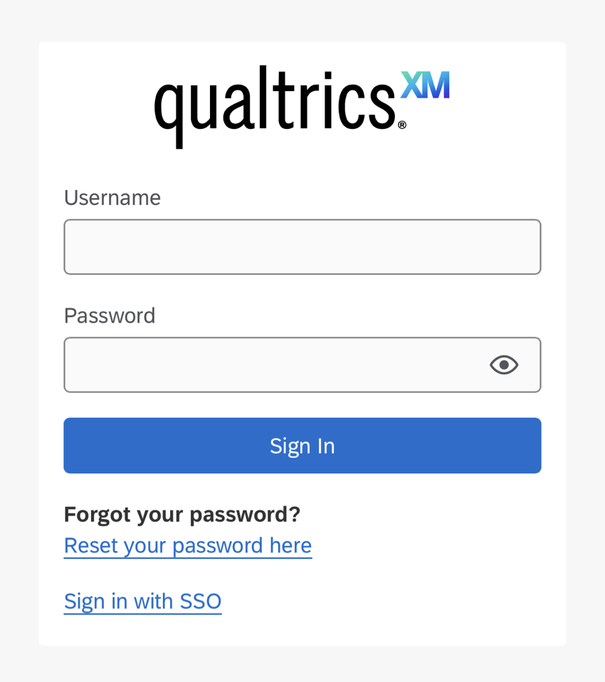 standard login page as it appears on the online app