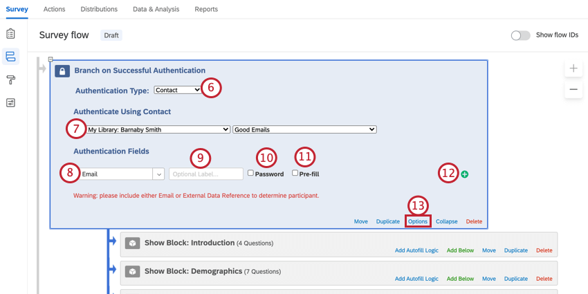 selecting the authentication type and then setting up the authenticator