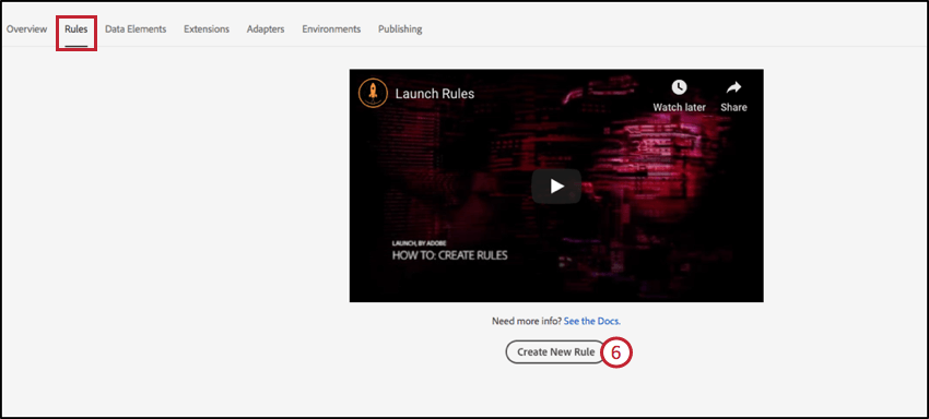 Image showing how to create a new rule in Adobe Launch