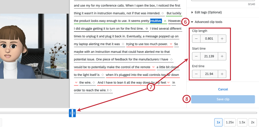 Adjust clip length