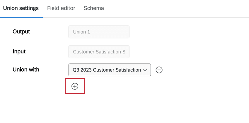 Plus sign to add more options to union with