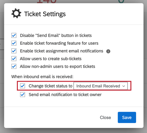 image of the "change ticket status to" option