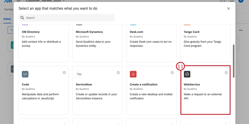 selecting the webservice task