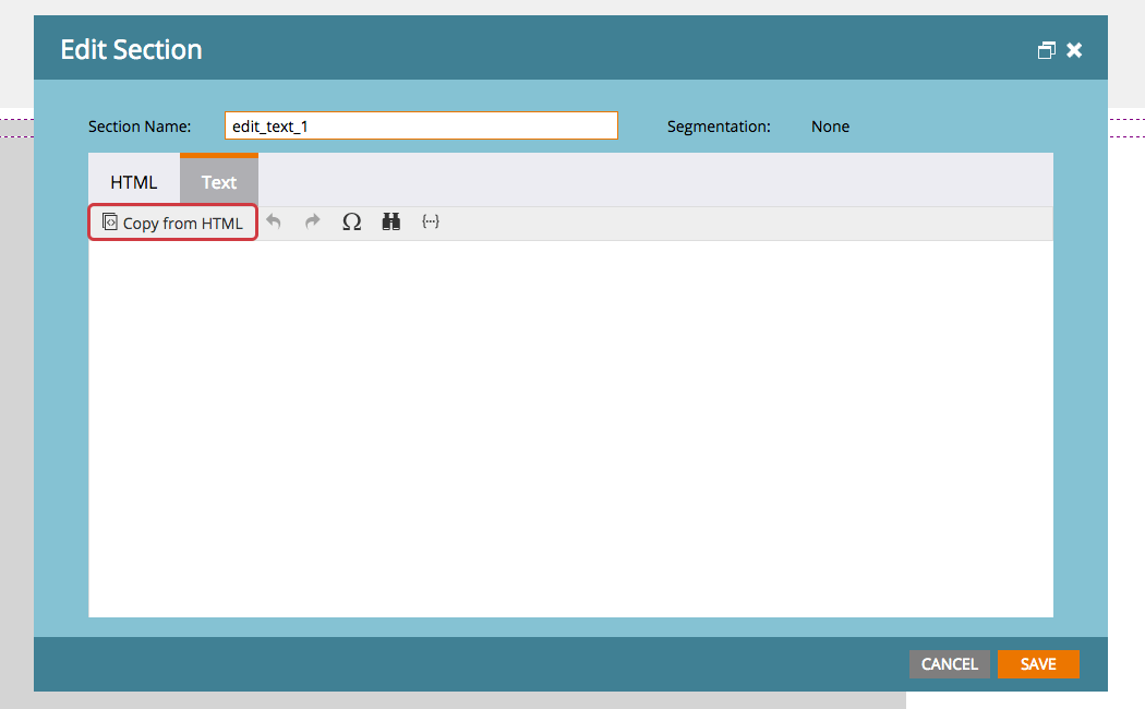 Copy From HTML in Edit Section