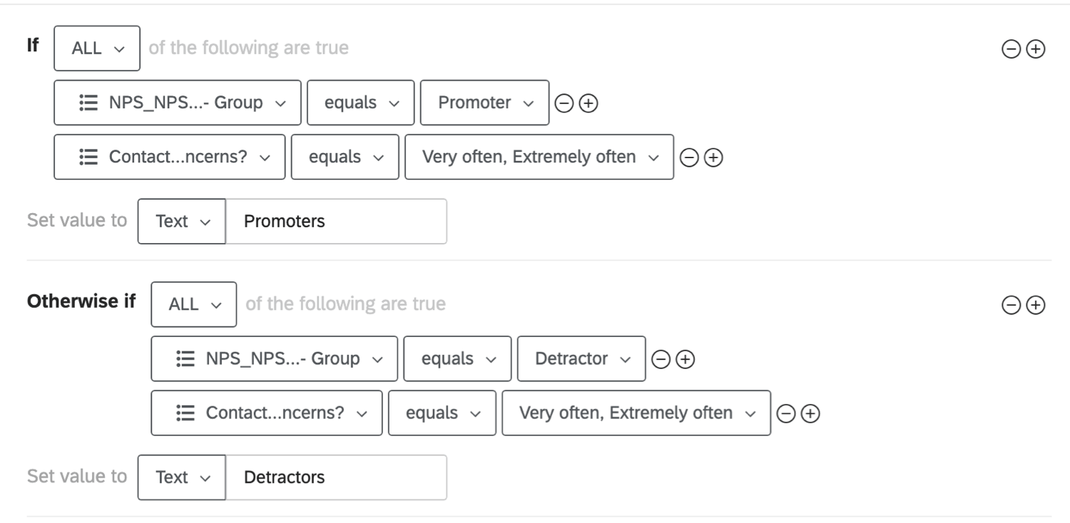 Displays an example of logic used for creating a custom crosstab banner.