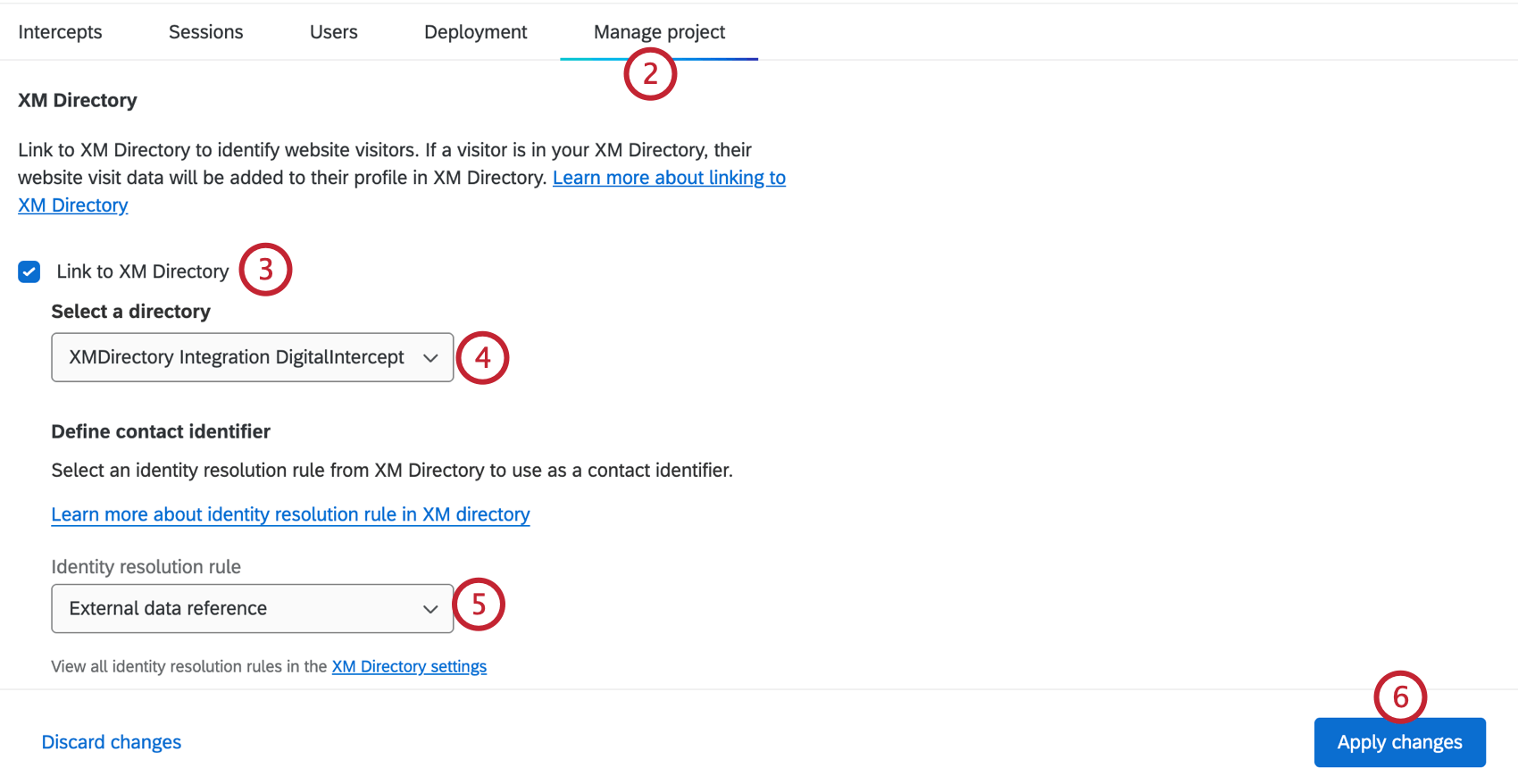 in a digital project, linking with xm directory