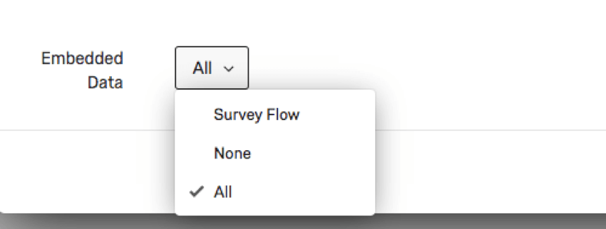 Image of the response report embedded data selection dropdown