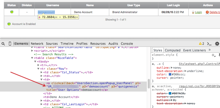 Double Click User ID to copy