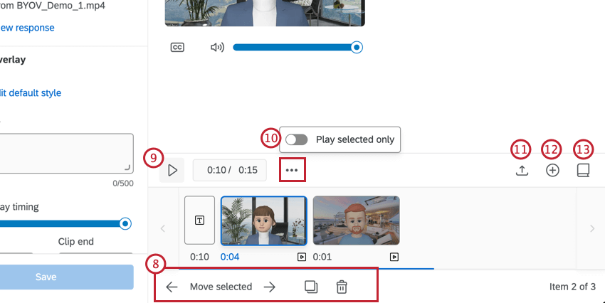 Edit the reel using the timeline