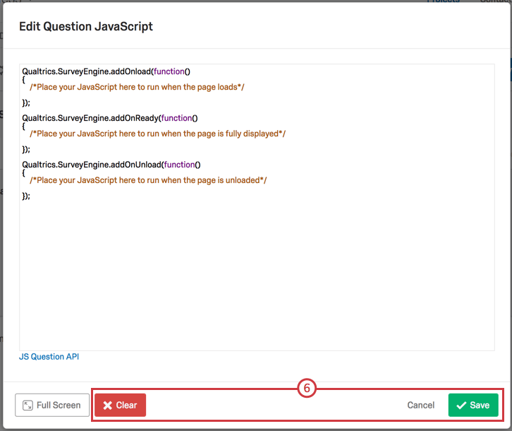 on the edit javascript widow, the clear button is on the lower -left, whereas cancel and save are on the lower-right