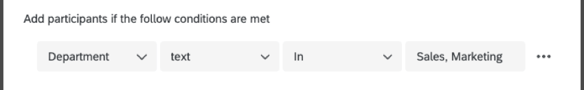 a logic created for a text field with "in" logic