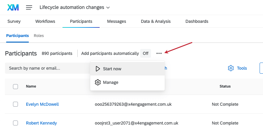 Expanded dropdown appears next to automation