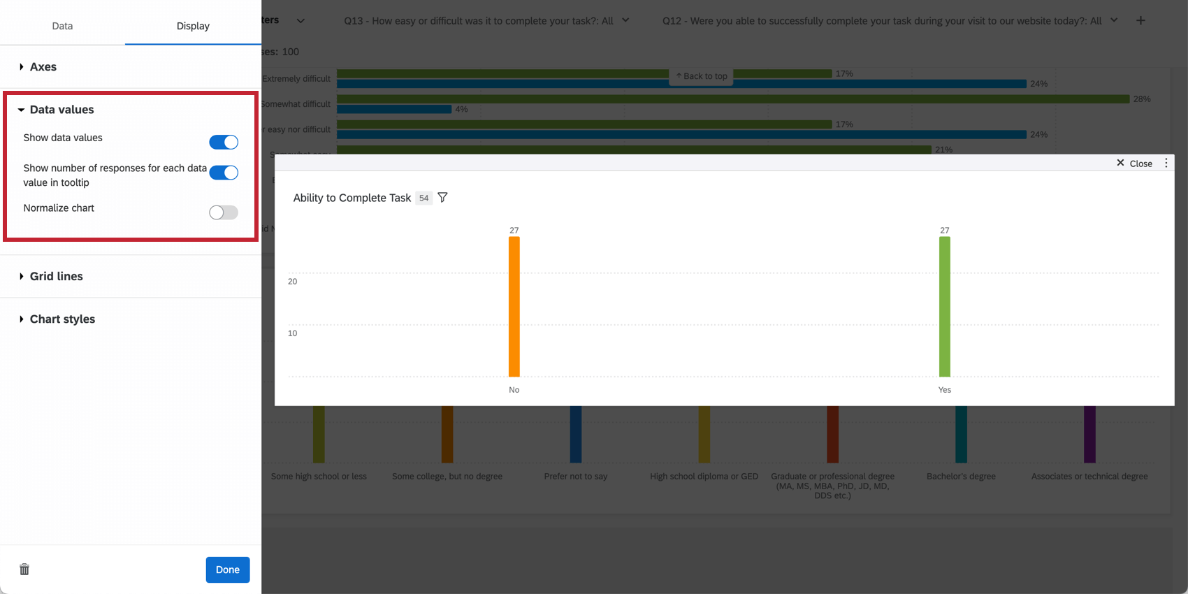 Shows the display configuration menu.