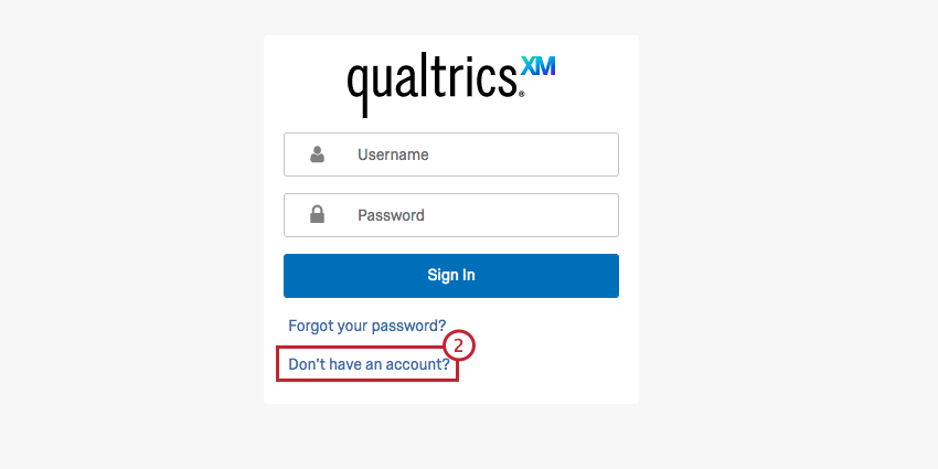 Image of the branded login screen with the "dont have an account" option highlighted