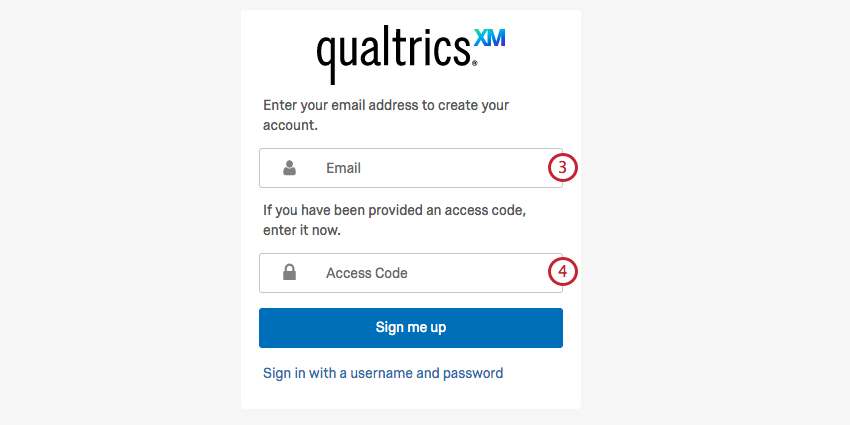 image of the self enrollment screen with email and access code