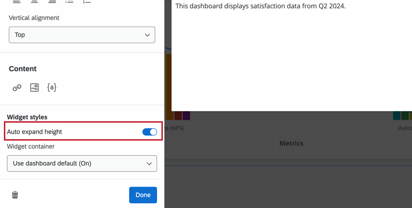 option to auto expand height on the widget