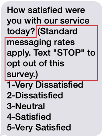 Example SMS with instructions for how to opt out included in text