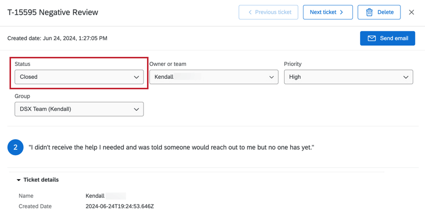 Dropdown in Status column