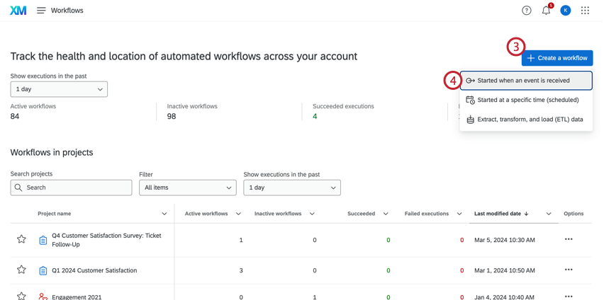 Create a workflow when an event is received