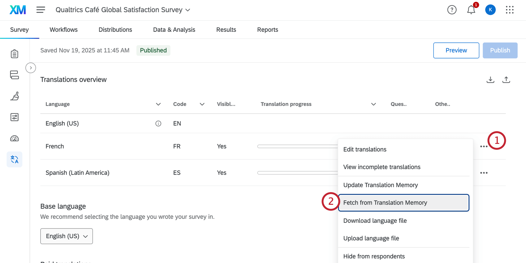 Fetch from translation memory option