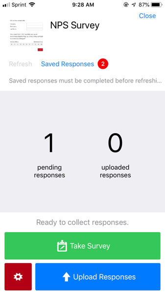 image of the survey screen in the offline app