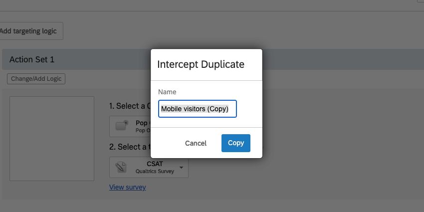 Creating a duplicate or copy of the intercept