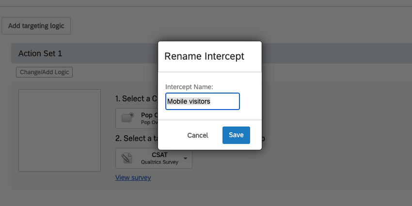 Renaming an intercept
