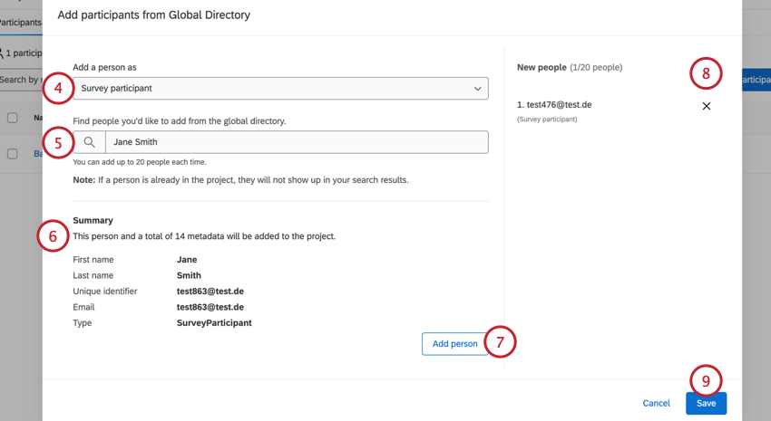 adding participants from the global directory